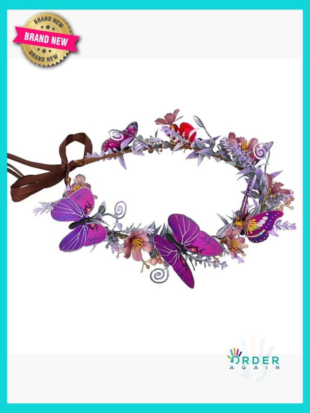 Handmade Butterfly Flower Crown Fairy Headband Adjustable Renaissance Festival